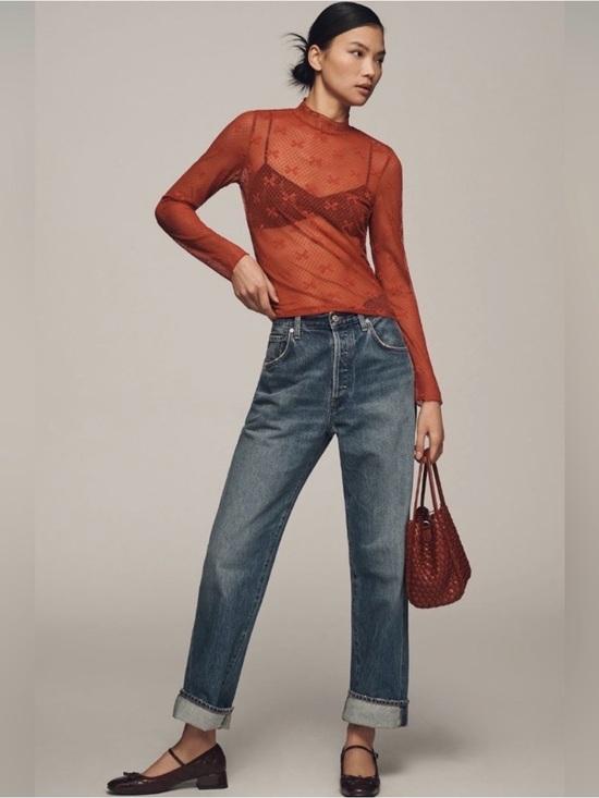 Maeve Tops - Maeve ANTHRO - Sheer Bow top - Medium